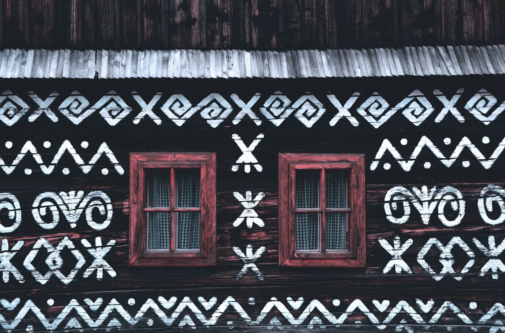 A view of a window on a traditional SLovak village