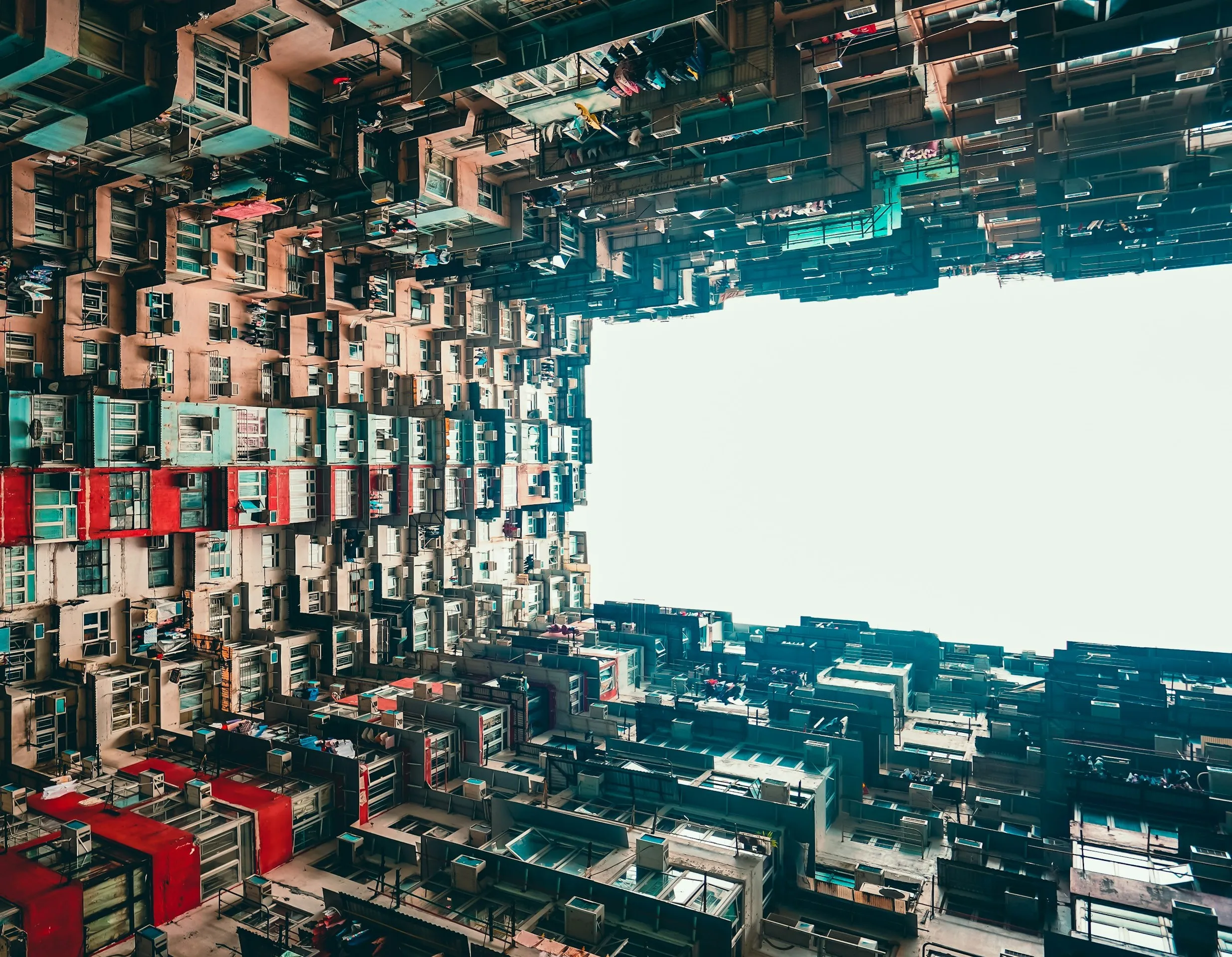 A view from below of a building in Hong Kong