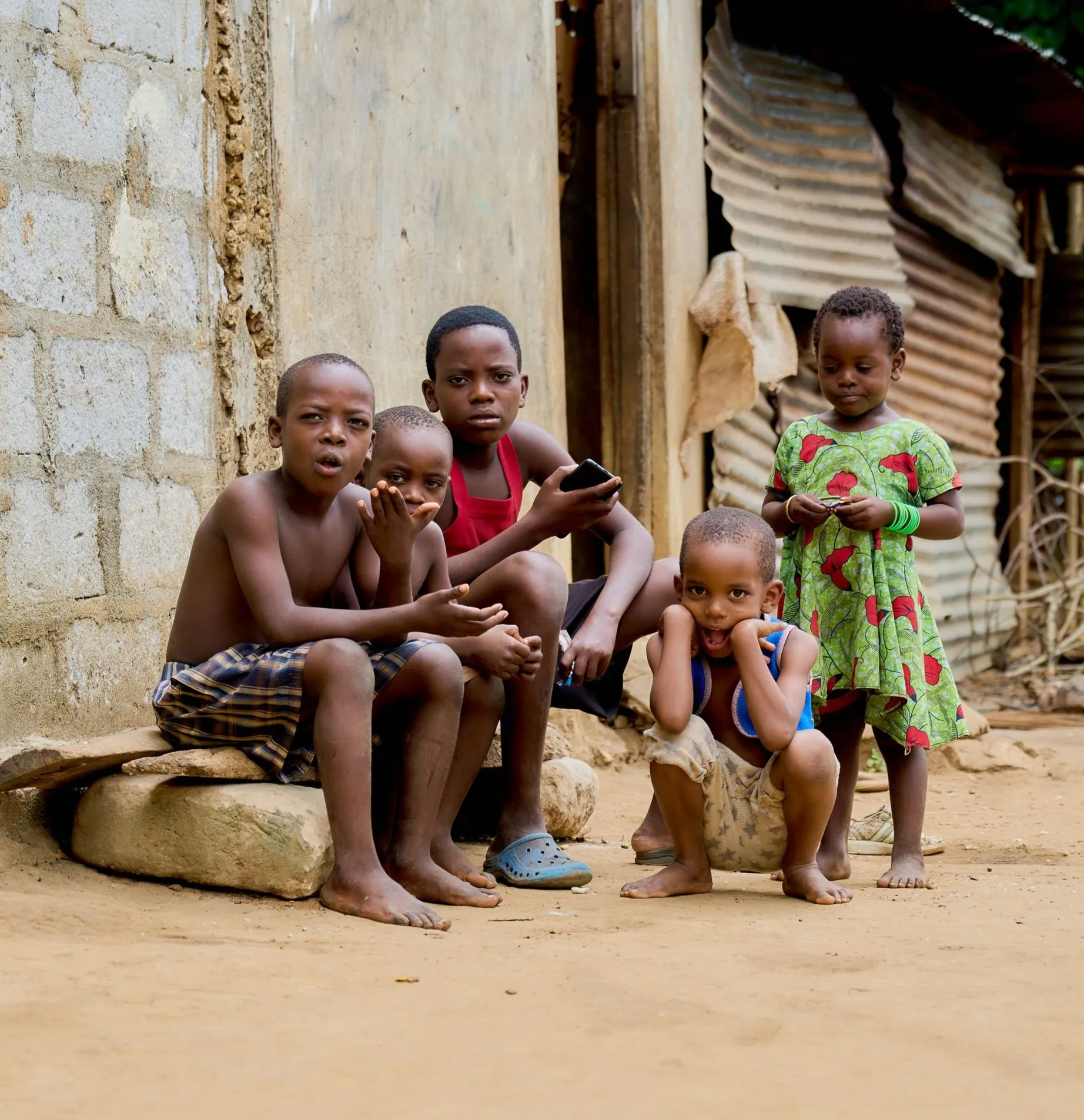 Two children playing outside in Mozambique