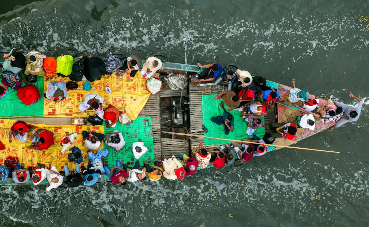 A boat in Bangladesh seen from above